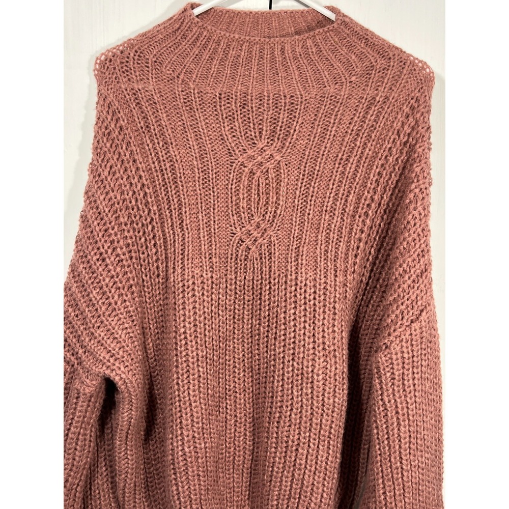 Noracora NWT Women's Cable Knit Sweater Long Sleeve Rose Color Size XL - Picture 2 of 5